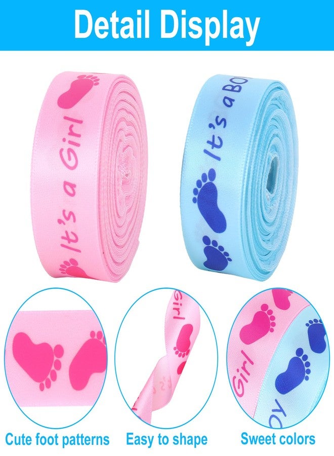 وولاين شريطان من شرائط الزينة لحفلات استقبال المولود، بطول 20 ياردة، باللونين الأزرق والوردي، من الساتان، مناسبان لتغليف الهدايا بنقشة أقدام المولود، ولحفلات استقبال المولود، ولتغليف هدايا الحفاضات، وكعكات أعياد الميلاد، ولأعمال الزينة اليدوية. - Image 3